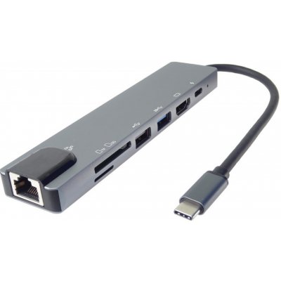 PremiumCord USB-C na HDMI + USB3.0 + USB2.0 + PD + SD/TF + RJ45 adaptér ku31dock16