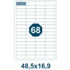 Samolepiace etikety, dĺžka 48,5 mm, šírka 16,9 mm, 68 ks na archu A4, 100 listov/bal.