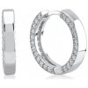 Náušnice krúžky z bieleho zlata s čírymi zirkónmi.