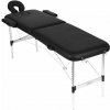 ModernHome BM2724 Hliníkové masážne lehátko, 2 segmenty, nosnosť 250 kg, dĺžka 186 cm, čierne