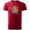 Sablio Tričko s potlačou EAT SLEEP SKATE REPEAT - červené XL