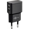Goobay Duální USB nabíječka 2,4 A (12 W) černá kompaktní napájecí zdroj USB s konektory 2xUSB