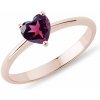 Prsteň srdiečko z ružového zlata s rhodolitom KLENOTA K0730014