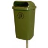 PROFIBA s.r.o. Vonkajší odpadkový kôš Dino vrátane stĺpika 150 cm, tmavo zelená