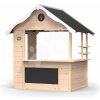 Domček cyprusový Hika Wooden Playhouse Exit Toys s tabuľou na kreslenie kriedou a koleso s 8 aktivitami od 24 mes