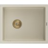 MEXEN/S MEXEN/S - Pedro granitový drez 1-miska 560 x 460 mm, béžová, sifón zlatá 6508561000-69-G