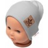Baby Nellys Rebrovaná dvojvrstvová čiapka s lemom sivá