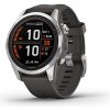 Garmin fenix 7S Pro Solar, Silver Stainless Steel, Graphite Band