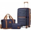 British Traveller 3 sada kabínového kufra 36L a batožiny - navy-hnedá