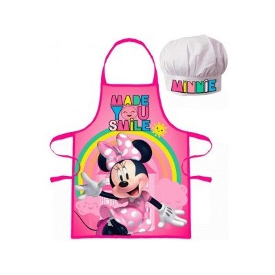 Javoli Detská dievčenské zástera a čiapka Minnie Mouse Disney dúha