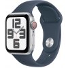Apple Watch SE GPS + Cellular 40mm Silver Aluminium Case with Storm Blue Sport Band - M/L - MRGM3QC/A