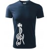 Husľový kľúč gitara - Pánske tričko Fantasy športové - 2XL ( Tmavomodrá (veľmi tmavá - skoro čierna) )