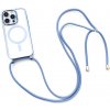 AppleMix Kryt pre Apple iPhone 12 Pro - Podpora MagSafe + šnúrka - gumový - priehľadný / modrý