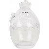 Clayre & Eef Sklenená dóza s vekom v tvare vajca v dizajne sliepočky – Ø 6*9 cm - Clayre & Eef