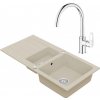Granitový drez Vima s batériou Grohe Bau Loop 480x960 mm béžový