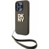 DKNY PU Leather Stack Logo Wrist Strap pre Apple iPhone 15 Pro, zelená