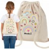 Worek na topánky personalizované bavlnené ecru s dúhou