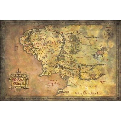 Plakát The Lord Of The Rings Pán prstenů: Map Of Middle Earth (61 x 91,5 cm)