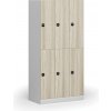 Šatníková skrinka S1 s úložnými boxmi, 6 boxov, 1850 x 900 x 500 mm, zámok s čítačkou RFID kariet, laminované dvere, dub prírodný