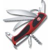 Nôž zatvárací multifunkčný VICTORINOX 0.9583MC Ranger Grip 57 Hunter, 130mm - červeno-čierny