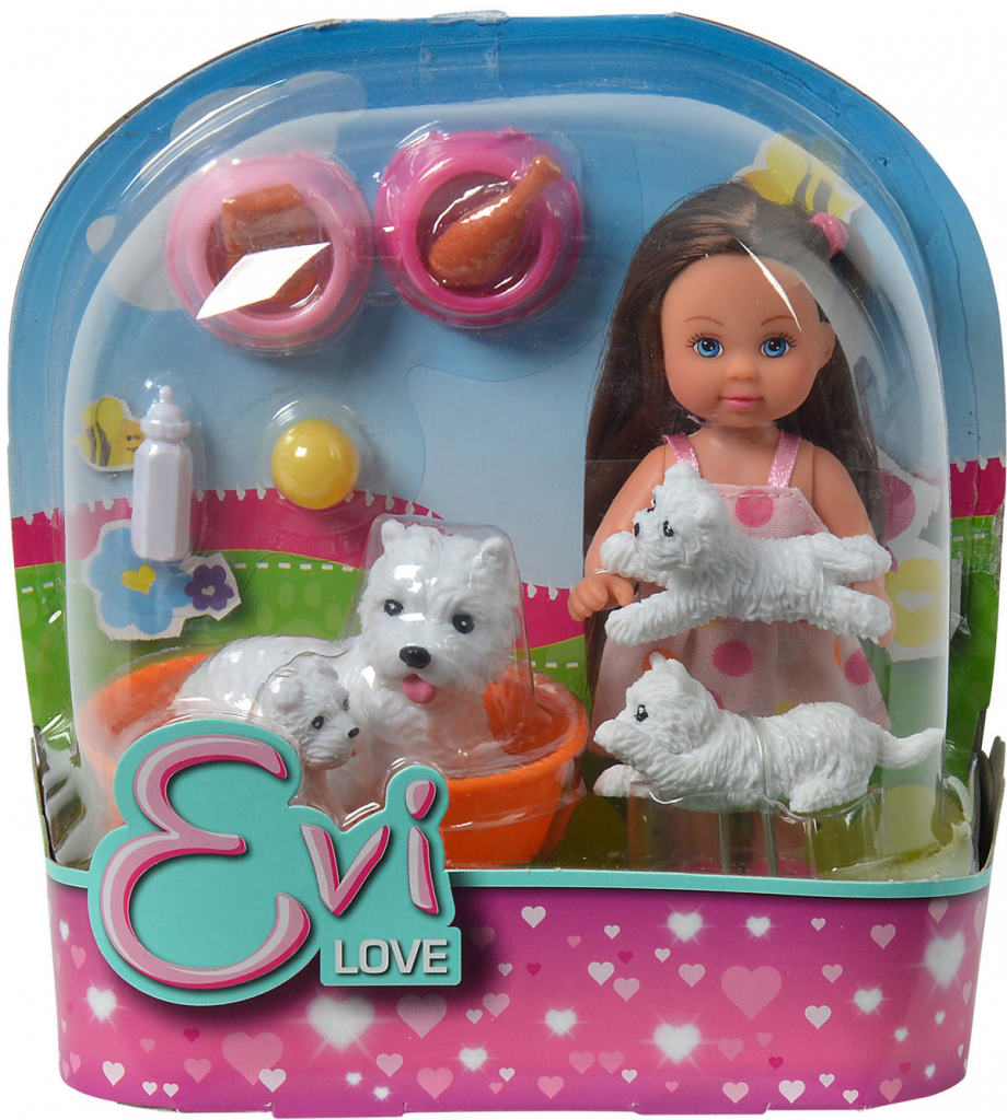 Simba Evička s domácími mazlíčky Bílí pejsci