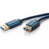 Kábel USB 3.2 Gen 1, A-A M/F 1.8m, 5Gbps, predlžovací, modrý, ClickTronic, pozl. kon.