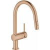 GROHE Minta páková drezová batéria s vyťažiteľnou sprškou s prepínaním, 2jet, výška výtoku 185 mm, kartáčovaný Warm Sunset, 32321DL2