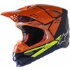 přilba SUPERTECH S-M8 FACTORY, ALPINESTARS (tmavá modrá/oranžová/žlutá fluo lesklá, vel. 2XL)