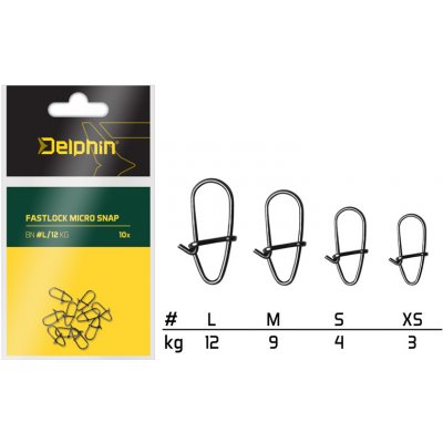 Delphin Karabinky Fastlock Micro Snap 10ks Veľkosť: L / 12kg