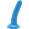 Dildo ToyJoy Get Real Happy Dicks 6 Inch modré, farebné dual density dildo s prísavkou 15 x 2,3–3,6 cm