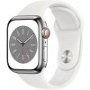 Apple Watch Series 8, Cellular, 41mm, Silver Stainless Steel, White Sport Band