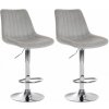 Design-Shop 2x Barová stolička Toni - zamat, chróm rám - Sivá