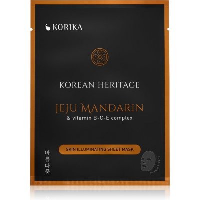 KORIKA Korean Heritage Jeju Mandaring & Vitamin B-C-E Complex Skin Illuminating Sheet Mask rozjasňujúca plátienková maska Jeju mandarin & vitaminc B-C-E complex sheet mask