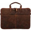 Green Wood John Kožená taška na notebook hnedá