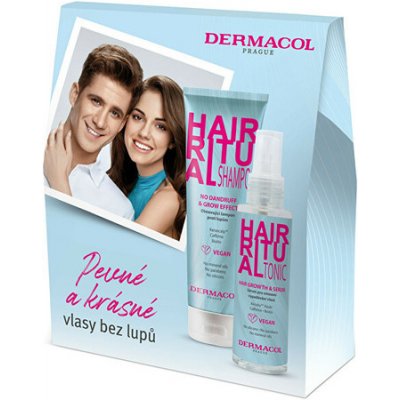Dermacol Hair Ritual šampón proti lupinám a vypadávaniu vlasov 250 ml + vlasové tonikum pre podporu rastu vlasov 100 ml darčeková sada