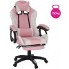 Tempo Kondela Kancelárske/herné kreslo s RGB LED podsvietením, ružová/biela, JOVELA