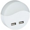 V-Tac | LED Nočné svetlo so senzorom súmraku do zásuvky 2xUSB LED/0,45W/230V 3000K | VT2082