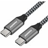 PremiumCord ku31cr1 USB-C ( USB 3.2 GEN 2, 3A, 60W, 20Gbit/s ) bavlněný oplet, 1m