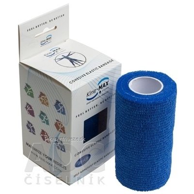 Kine-MAX Cohesive Elastic Bandage elastické samofixačné ovínadlo 10 cm x 4,5 m modré 1 ks