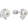 Strieborné náušnice s riečnou perlou a zirkónmi 21091.1B