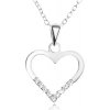 Šperky eshop - Nastaviteľný náhrdelník - retiazka, obrys srdca, číre zirkóniky, striebro 925 SP29.02