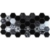 Obkladové 3D PVC panely TP10018765, rozmer 973 x 492 mm, čierno-biely Floral, GRACE