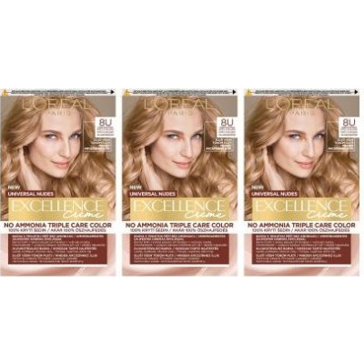 L'Oréal Paris Excellence Creme Triple Protection sada 3x farba na vlasy 48 ml Odtieň 8U Light Blonde