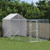 Ohrádka pre psa so strechou, strieborná, 2x6x2,5 m, galvanizovaná oceľ