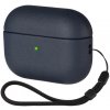 AppleKing obal s textúrou kože a pútkom pre AirPods Pro 3 - tmavo modrý - možnosť vrátiť tovar ZADARMO do 30tich dní