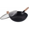 Kinghoff KH 1984 Wok panvica, 30 cm, sklenená pokrievka s parným otvorom, mramorová povrchová úprava, indukcia, čierna