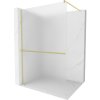 Mexen Kioto+, sprchová zástena Walk-In s poličkou a vešiakom 90 x 200 cm, 8mm sklo námraza, zlatý matný profil, 800-090-121-55-30