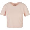 Build Your Brand Dámske crop top tričko s krátkym rukávom Ružová