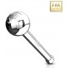 Šperky eshop - Rovný zlatý 14K piercing do nosa - lesklá hladká gulička, biele zlato S1GG220.16 - Hrúbka piercingu: 1 mm