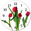 Nástenné sklenené hodiny Tulipány fi 30 cm